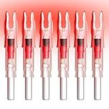 Linpeng 6PCS Lighted Nocks for Arrows with .165/ .204/ .233/ .244/ .246 Light Up Nocks with ON/Off Switch for Archery Hunting (Red, S/.244
