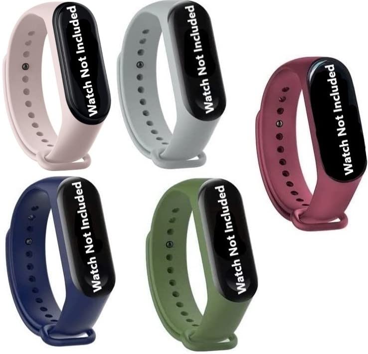 Barbet Adjustable Silicone Band Straps Compatatible with Xiaomi Mi Band 3/ Mi Band 4 Watch Strap Band Bracelet- Pack of 5 (NAVY BLUE- GREY-LIGHT GREEN- WINE-PINK) (B0D2RL27WP) Amazon Price History, Amazon Price Tracker