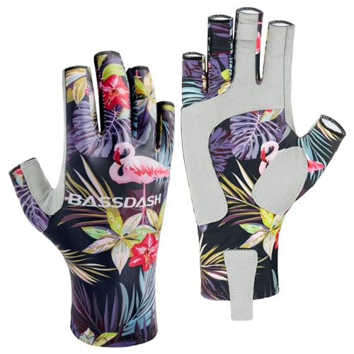 Image of Bassdash ALTIMATE UPF 50+ Women's Fishing Gloves UV Sun Protection Fingerless Gloves for Kayaking Paddling Hiking Cycling Driving Shooting Training