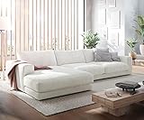 DELIFE Eckcouch Cubico Cord Beige 350x190 cm Recamiere Links Ecksofa