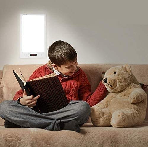 Lampe de luminothérapie Lampe Natural Sun Lamp UV-Free 12000 Lux LED Thérapie Lumineuse Type de contrôle Touche Lumineuse avec 4 Niveaux de luminosité réglable et Support Debout pour la Maison