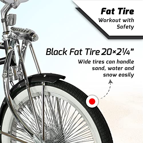 Tracer Tamron Classic Beach Cruiser Bike, City Bike, Lowrider Springer Fork Bike Retro Banana Seat,High Rise Handlebar, Coaster Brakes, 20 inch Wheels, 20X1.75 Fat Tire Matte Black