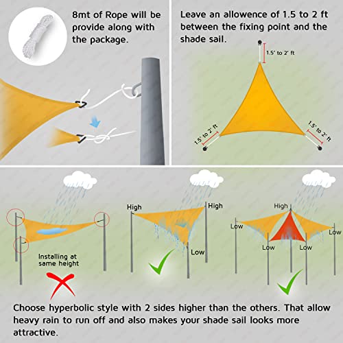 Image of HIPPO Triangle Shade Sail Affordable & Premium 150 GSM Sun Shade UV Block for Outdoor Car Parking Garden (Grey-Black, 10FTX10FTX10FT)
