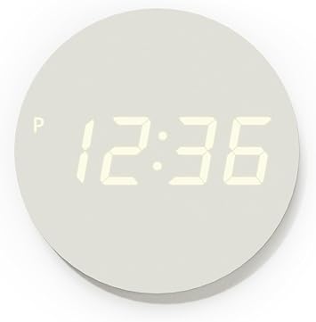 mooas Crayon Mini Digital Wall Clock, Modern Night Light Digital Desk Clock, LED Wall Clock 8 Inch 12/24H Silent Nightlight Clock for Home Decor Kids Livingroom Bedroom Kitchen Cream