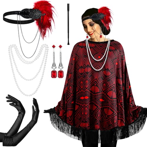 Floraltop 6 Pcs 1920s Flapper Costume Accessories Set for Women