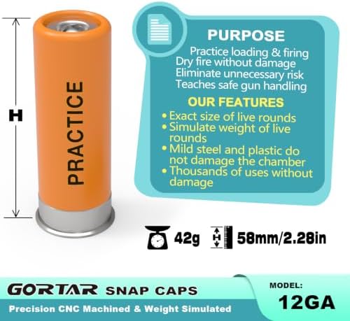 GORTAR Snap Caps Training Dummy Rounds Practice Safe Loading Firing Close to Real Weight Alternate view