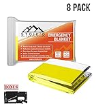 STOÏK'D [Pack of 8] Emergency Mylar Space Blanket – Great for any Survival Kit, Bug out Bag, Emergency Kit, Hiking, Survival & Marathons • BONUS Multi-Purpose Card Tool & Emergency Blanket eBook