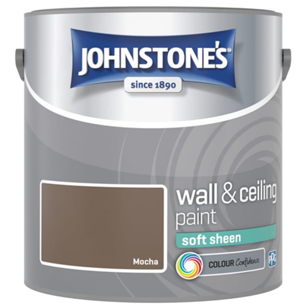 Mocha Johnstone’s Wall & Ceiling Soft Sheen Paint 2.5L – Subtle Sheen Finish, Durable & Washable, Quick Dry, Low Odour Interior Paint for Walls & Ceilings