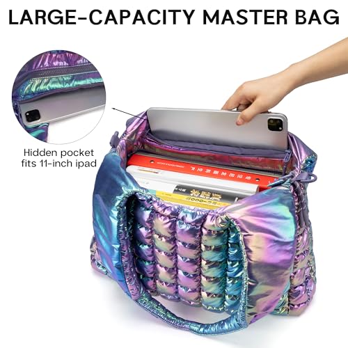 Puffer Travel bag-Gym bag+Tote Bag-Purple3