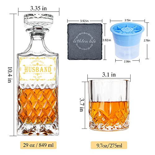 LIGHTEN LIFE Gifts for Husband,Birthday Gift for Husband,Anniversary Wedding Gifts for Him from Wife,Valentines Day Gift for Husband,Whiskey Decanter Set for Husband in Gift Box - Image 4