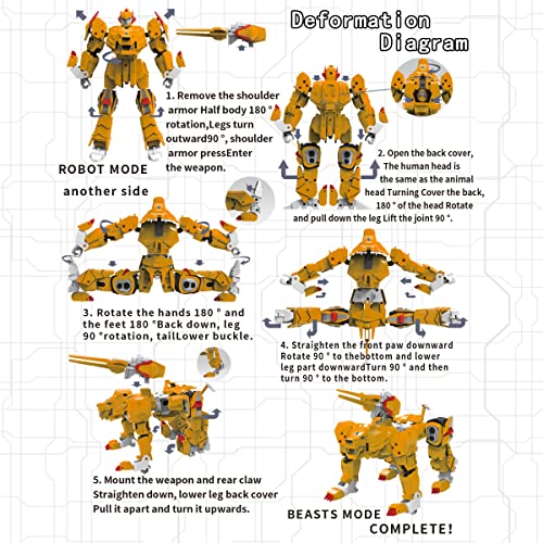 Gaginan Lion Warrior Turn Into Robot Toy, Sagacious Animal Robot Action Figure, 10-Inch Deformation Robot Figures, Disassembly Toys For Boys & Girls Age 6+(Yellow) #TOP4