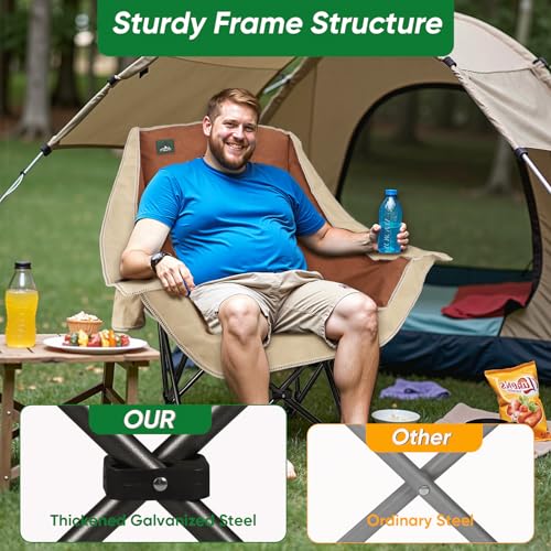 Silla de Camping Plegable Northroad, Silla de Césped Sobredimensionada con Portavasos, Resistente y Acolchada, Soporta 300 Libras para Exterior, Playas, Senderismo y Picnics miniatura 3