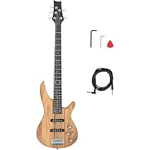Ktaxon 5 String Electric Bass Guitar, Full Size Standard Right Handed Rosewood Fretboard Bass Kit with Gig Bag Strap Cable Wrench Tool (Burlywood)