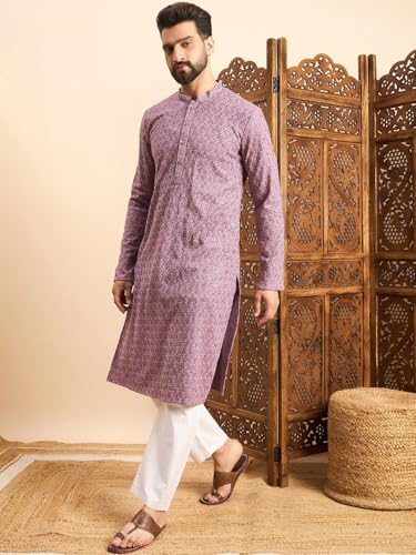 Image of Amazon Brand - Tavasya Men Rayon Blend Geometric Regular Kurta