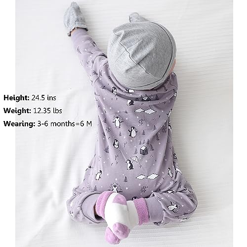 Newborn Baby 2-way Zipper Romper Cotton One-piece Jumsuit 3-pack, 0-24 Months4