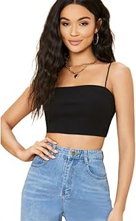 glare & blair Solid Sleeveless Western Stylish Ribbed Cami Crop Top for Women-picture-25