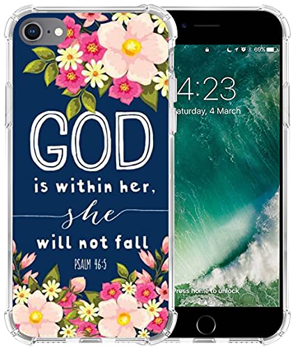 Hungo 6S Plus Case, Soft TPU Silicone Protective Cover Case Compatible with iPhone 6 Plus/6S Plus God is Within Her She Will Not Fall Psalm 46:5 Sayings