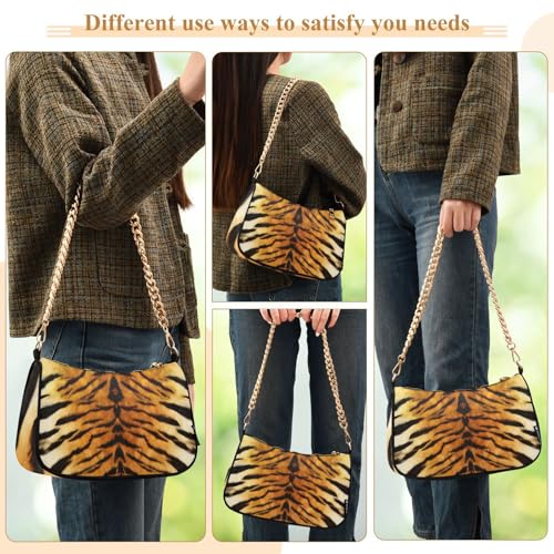 Bolso de hombro con estampado de piel de tigre para mujer miniatura 7