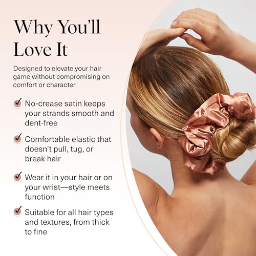 Image of Kitsch & Disney Satin Scrunchies for Women - No Crease Hair Ties for Girls | Big Scrunchies with All Hair Types and Textures, Perfect for Day or Night | Ideal Gifts for Women - 2 Pcs, Desert Crown