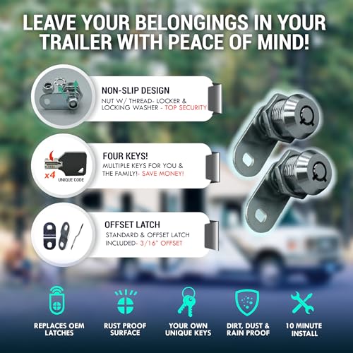 LATCH.IT 7/8” RV Storage Locks 10‑Pack | RV Storage Door Latch | Utility Cam Lock with 20 Keys | 100% Metal RV Compartment Locks | Check Fitment Image Before Purchasing4