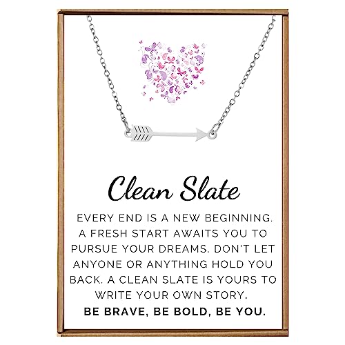 VIY Personal Card Divorce gifts for women, New beginnings jewelry, Divorce necklace for woman, Break up gifts, Clean slate & New chapter in life, Arrow necklace