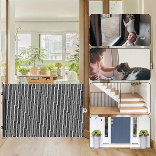 Katzen-Türgitter - Einklappbares Gitter für Innenräume - Mit Saugnäpfen Kindersicher Verstellbar Falbar 50x125 cm für Türöffnung Flur Schlafzimmer Balkon Küche