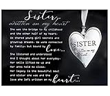 Sister Pewter Memorial Heart Boxed Gift Ornament with Sentimental Poem