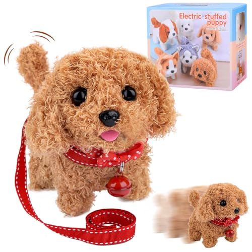 Pipihome Elettronico Cane Giocattolo che Cammina e Abbaia, Cane Giocattolo per Bambini, Realistici Cane Robot Giocattolo Interattivi Giochi Ragazze e Ragazzi 3 4 5 6 7 Anni Regalo