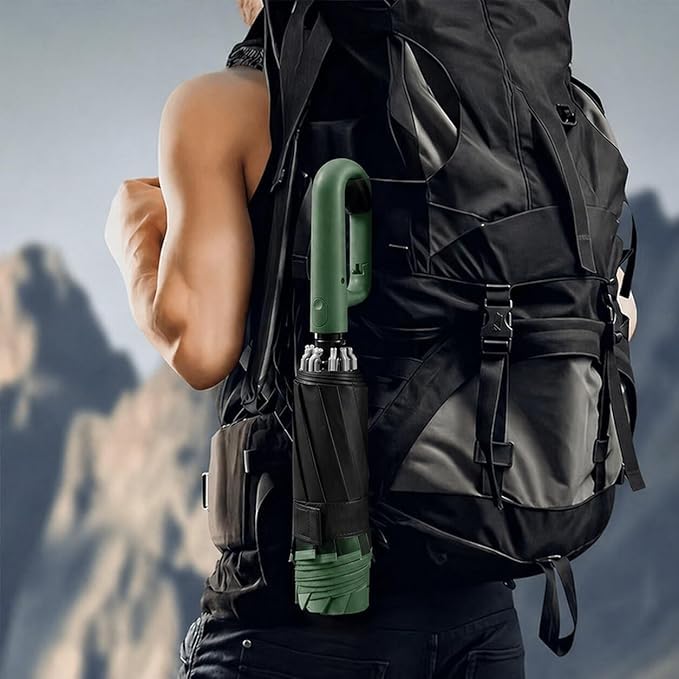 Image of UV Reversible Umbrella with Novelty Carabiner Handle, Travel-Friendly Umbrellas for Sun & Rain Protection, Windproof Compact, Automatic Open /Close, 8 Dual Ribs, Portable Umbrella for Men and Women