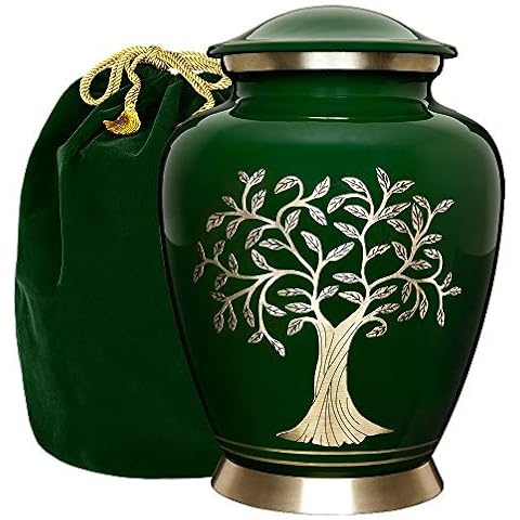 Trupoint Memorials Cremation Urns for Human Ashes - Decorative Urns, Urns for Human Ashes Female & Male, Urns for Ashes Adult Female, Funeral Urns - Dark Green, Large Cover