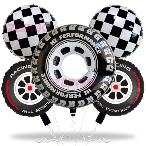 Image of Balloonistics Racing Theme Happy Birthday Balloon Bouquet Pack Of 5