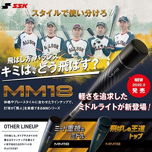 SSK MM18 ミドルライト 軟式FRP製バット ブラック×シルバー Amazon | SSK(エスエスケイ) 野球 軟式FRP製バット MM18 ミドルライト