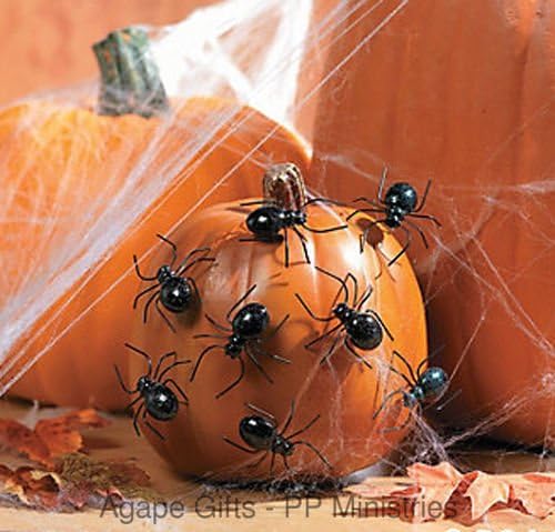 FE-OTC Halloween Pumpkin Decoration Push Pin 2" Spiders 12pk