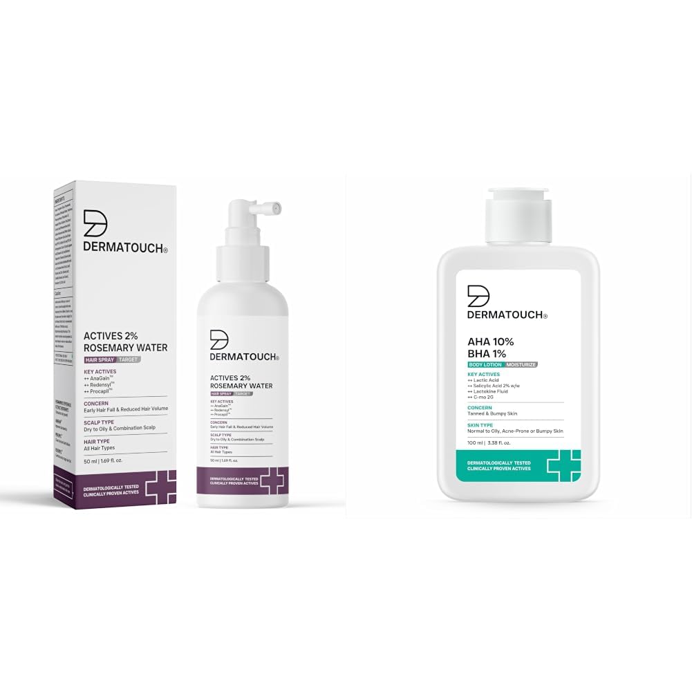 DERMATOUCH Rosemary hair Spary For Hair Growth 50ml & AHA 10% BHA 1% Body Lotion For Men and Women 100ml-image-17