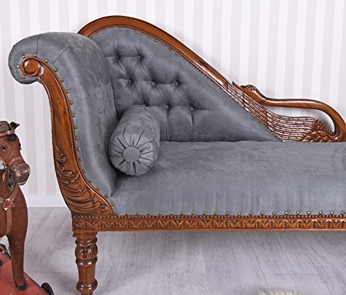 PALAZZO INT Empire Recamiere „Madame Recamier“ – Antike Chaiselongue mit Samtbezug & Mahagoni-Holzrahmen – Handgeschnitzt, gepolstert, luxuriöses Sofa im Napoleonstil – Länge ca. 175 cm – Unikat – Bild 4