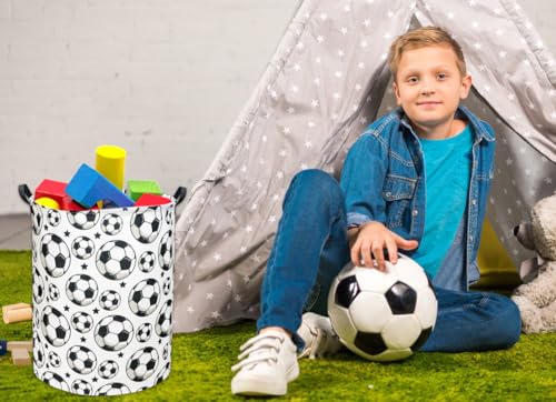 Image of Kids Laundry hamper Baby Hamper for Nursery Boy and Girl Hamper Cute Kids Toys Storage Bin Organizer Soccer Room Decor for Home(Soccer)