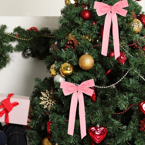 Lazos de Terciopelo Rosa Housoutil x12 para Árbol de Navidad 8