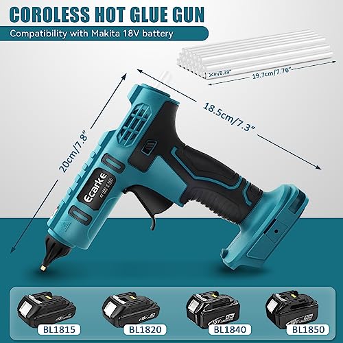 ecarke pistolet à colle sans fil pour batterie au lithium ma kita 18 v pistolet à colle chaude sans fil idéal pour les réparations artisanales (avec 20 bâtons de colle de 11 mm)