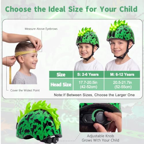 Image of Toddler Bike Helmet with LED Lights for Boys 2-12 Years