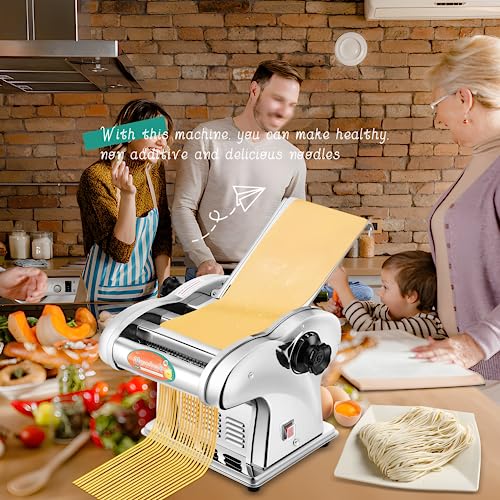 Newhai WWX62 Electric Pasta Maker Family Noodle Making Machine Dough Roller 2.5Mm Spaghetti 4Mm Wide Noodle 9Mm Fettuccine Cutter 110V Us Stainless Steel thumb #6