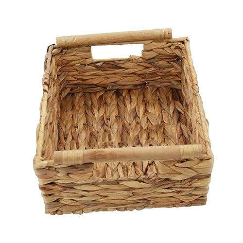 Healifty Cesta de Almacenamiento Tejida de Ratán para Escritorio Organizador de Diseño Natural y Funcional Pequeño para Decoración y Almacenamiento de Artículos