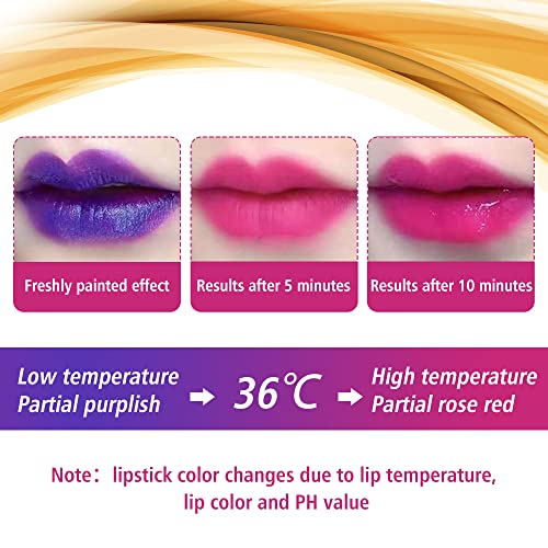 5. Bild von Blauer Rosen-Lippenstift, Farbwechselnder Lippenstift, Temperaturwechsel, Langanhaltend Feuchtigkeitsspendende, Nicht verblassende, Natürlich Pflegende Lippen (01)