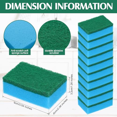 Image of Patelai 100 Pcs Heavy Duty Sponges Kitchen Bulk Dish Sponges Scrub Sponge Abrasive Scrubber Cleaning Sponge Non Scratch Scouring Absorbent Dish for Washing Kitchen (Blue)