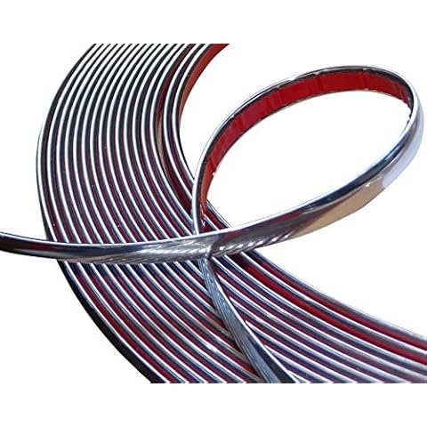 AERZETIX: Tira adhesiva decorativa níquel cromo plata 12mm 4.5m Cover
