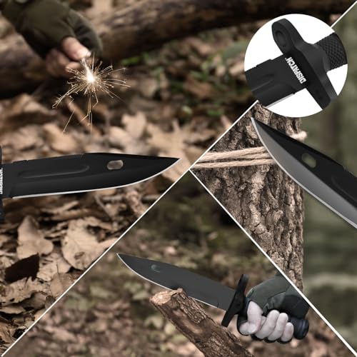 Image of Dispatch Fixed Blade Hunting Knife with Sheath, 12-inch Survival Knives for Men Tactical Bowie Knife with Non-Slip Handle for Bushcraft, Outdoor Camping