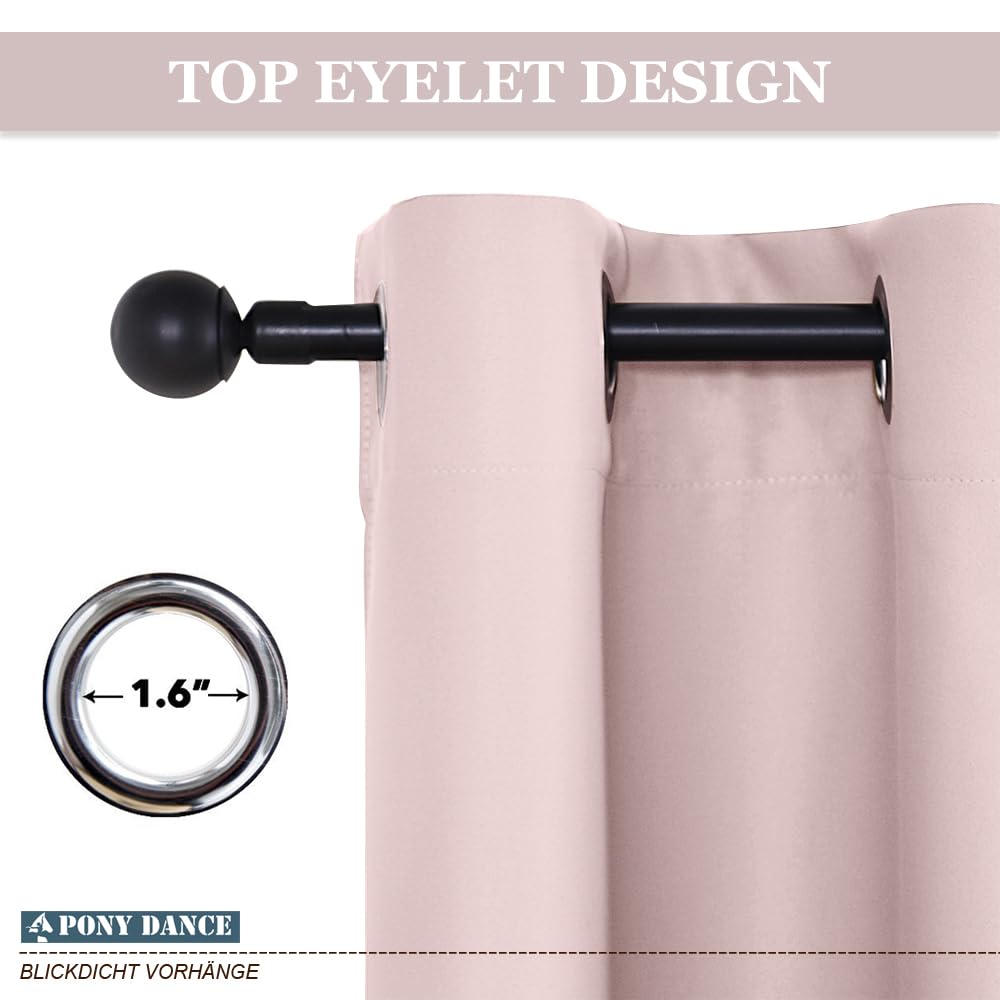 PONY DANCE Tenda Moderne per Soggiorno Tende Oscuranti per Interni 2 Pezzi L 140 x A 245 cm Decorazione Curtains Termiche Isolanti con Anelli per Salotto Eleganti, Rosa