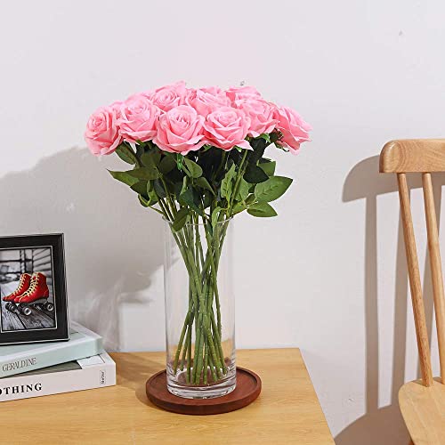 Laelfe 12 Pcs Pink Artificial Roses - Image 4