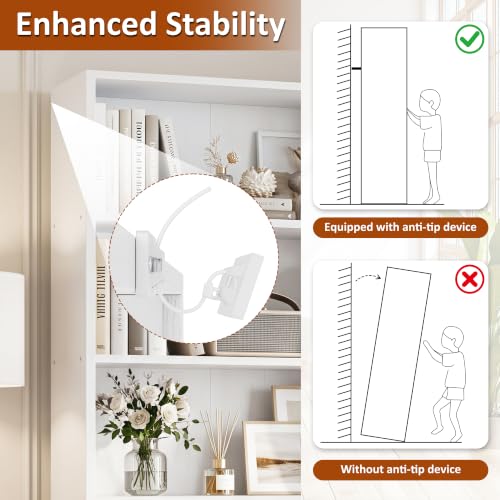 Image of Shintenchi Bookshelf,6-Tier Bookcase with 3 Drawers, 6 Shelf Display Storage Shelves Floor Standing 70.6 inches Tall Bookcase for Home Office, Living Room (White)