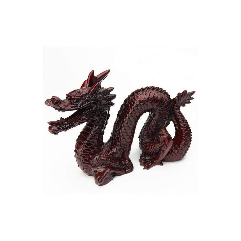 lachineuse - Large Dragon Feng Shui Figurine - Dragon Statue - 14 x 19 cm - Symbol of Power, Strength & Longevity - Asian Chinese Decoration - for Office, Home - Red