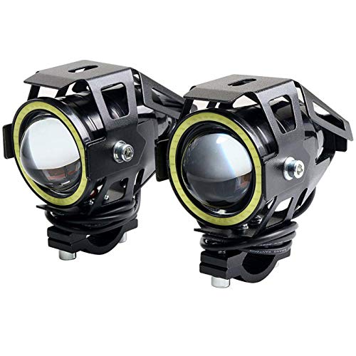 Kit 2x Farol Milha Led Lorben Moto Universal Aluminio U7 Angel Eyes com Interruptor